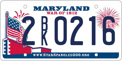 MD license plate 2BK0216