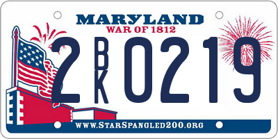 MD license plate 2BK0219