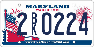 MD license plate 2BK0224