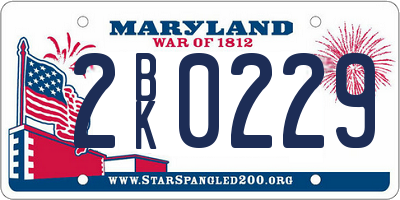 MD license plate 2BK0229