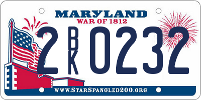 MD license plate 2BK0232