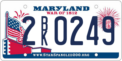 MD license plate 2BK0249