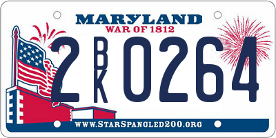 MD license plate 2BK0264