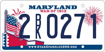 MD license plate 2BK0271