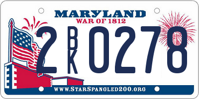 MD license plate 2BK0278