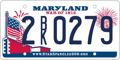 MD license plate 2BK0279
