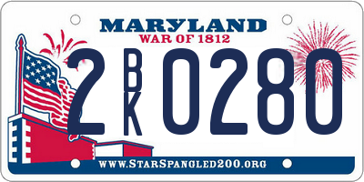 MD license plate 2BK0280