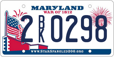 MD license plate 2BK0298