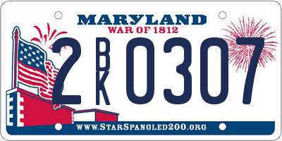 MD license plate 2BK0307