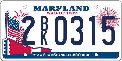 MD license plate 2BK0315