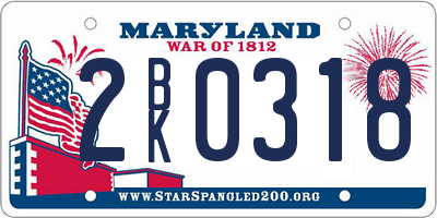 MD license plate 2BK0318