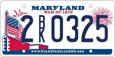 MD license plate 2BK0325