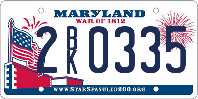 MD license plate 2BK0335