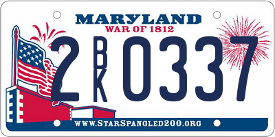 MD license plate 2BK0337