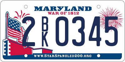 MD license plate 2BK0345