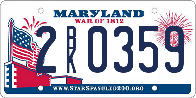 MD license plate 2BK0359