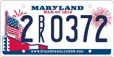 MD license plate 2BK0372