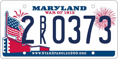 MD license plate 2BK0373