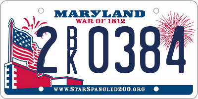 MD license plate 2BK0384