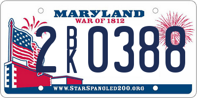 MD license plate 2BK0388