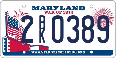 MD license plate 2BK0389