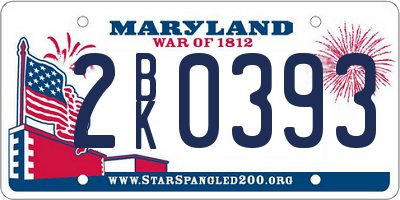 MD license plate 2BK0393