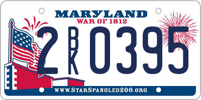 MD license plate 2BK0395
