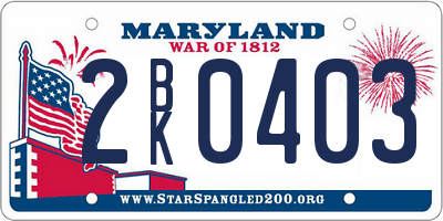 MD license plate 2BK0403