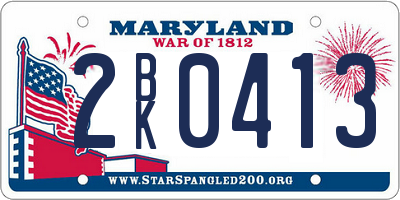 MD license plate 2BK0413