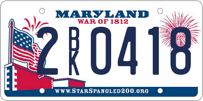 MD license plate 2BK0418
