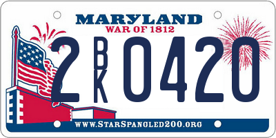 MD license plate 2BK0420