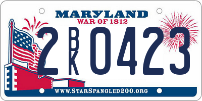 MD license plate 2BK0423