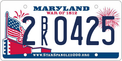 MD license plate 2BK0425