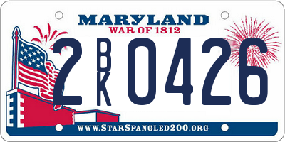 MD license plate 2BK0426