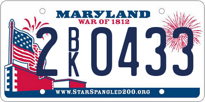MD license plate 2BK0433