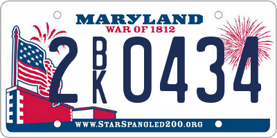 MD license plate 2BK0434
