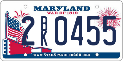 MD license plate 2BK0455