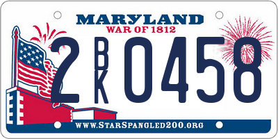 MD license plate 2BK0458