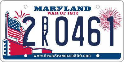 MD license plate 2BK0461