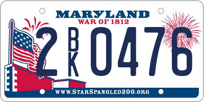 MD license plate 2BK0476