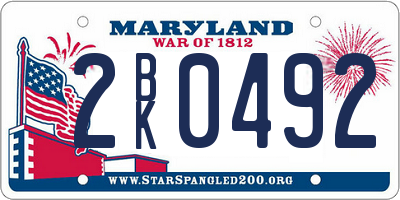 MD license plate 2BK0492