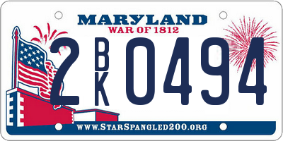 MD license plate 2BK0494