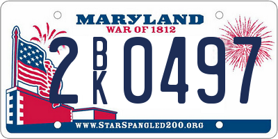 MD license plate 2BK0497