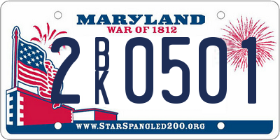 MD license plate 2BK0501