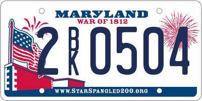 MD license plate 2BK0504