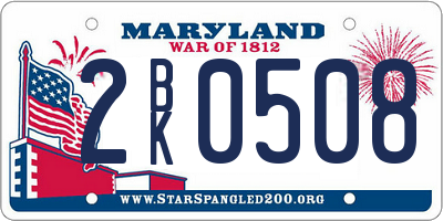 MD license plate 2BK0508