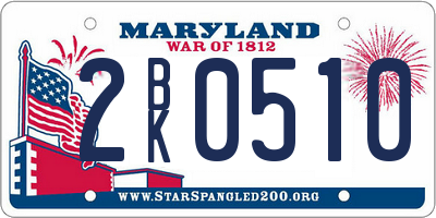 MD license plate 2BK0510