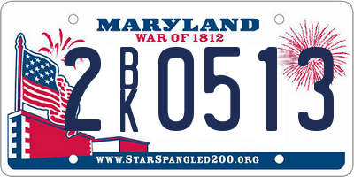 MD license plate 2BK0513