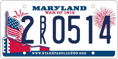 MD license plate 2BK0514