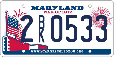 MD license plate 2BK0533